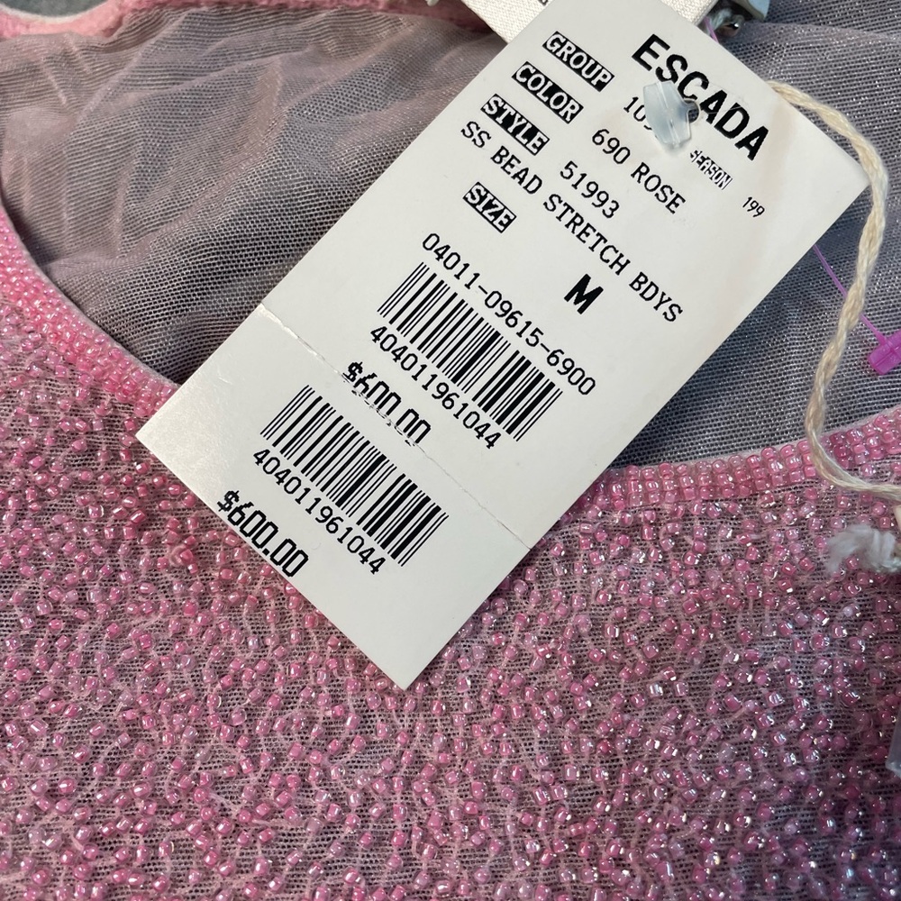 Escada in baby pink hand beaded bodysuit Medium